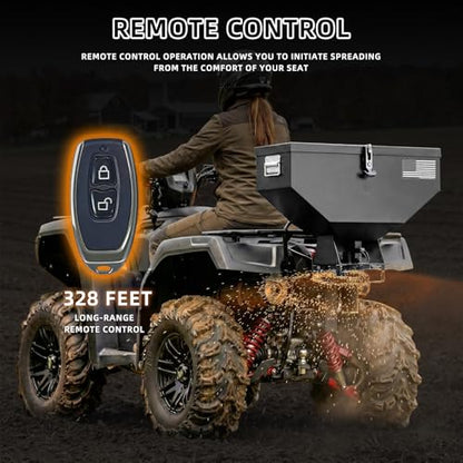 200lb ATV Seed Spreader, 12V Adjustable Fertilizer Spreader