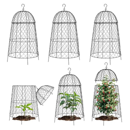 Chicken Wire Plant Covers,20×12.6in Large Size Rust-Proof Plant Cages for Outdoor Plants, Flip-top Design for Easy Assembly,Rugged,Plants Protectors from Animals, 6-Pcs - size: Set of 6 (20 inch high)