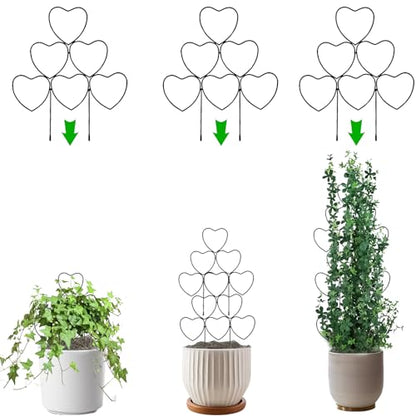 Trellis for Climbing Plants Indoor, Stackable Garden Trellis for Potted Plants, Small House Plant Trellis for Vine Ivy Flower Plant Support Outdoor DIY Metal Trellis 3 Pack, Black