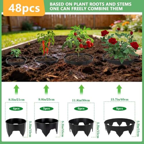48PCS Planting Grow Rings with Shovel Black Garden Rings for Plants