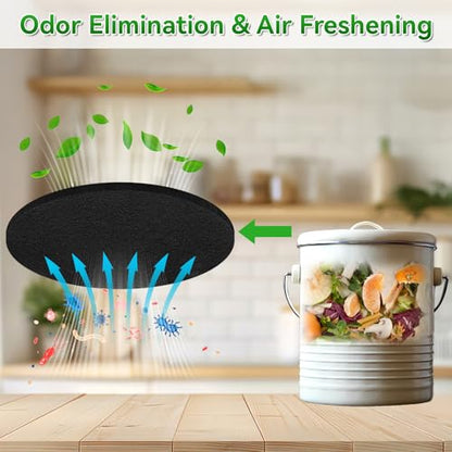 6 Pack 6.7 Inch Charcoal Filter for Kitchen Compost Bin Countertop Bucket