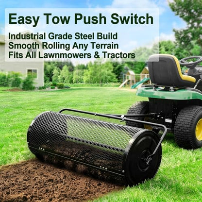 TEMFAR Compost Spreader 36 Inch Push/Tow Peat Moss Spreader - size: 36 Inch