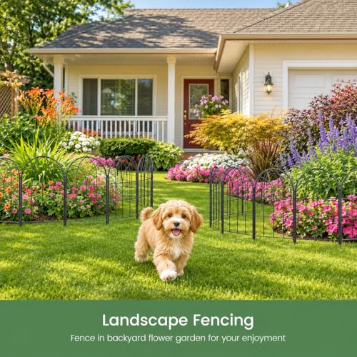 Decorative Garden Fence, 27.2 ft Rustproof No Dig Flower Bed Border 26 Pack - size: 26M-Arched Panels-27.2ft(L)x15.66" Arch H