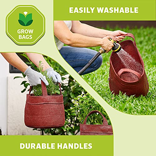 Coolaroo 4-Pack 10 Gallon Heavy Duty Plant/Vegetable/Fruit/Flower Breathable Fabric Grow Planter Pot Bags with Handles, Brick - color: Brick, size: 4 Pack, style: 10 Gallon