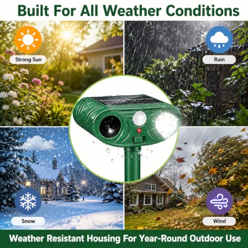 2pack Sonic Fortress Pro Deer Repellent, Solar Animal Repellent Outdoor