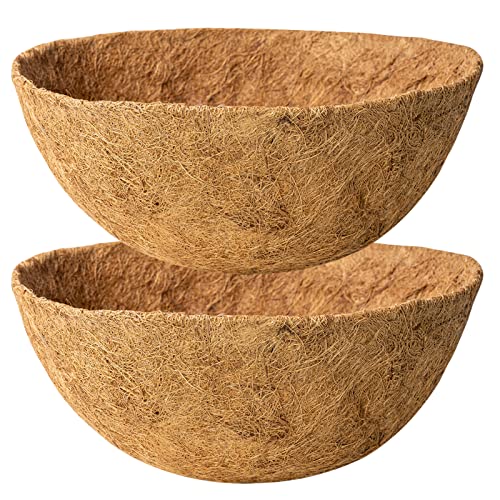 18 Inch Natural Coconut Fiber Liner for Hanging planters Round Coco Replacement Liners for Flower Basket Planter Large Coco Coir Pots for Outdoor Garden Plants – 2 Pack - color: 2 Pack-brown, size: 18 Inch Round