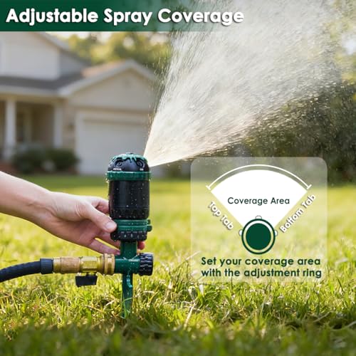 FANHAO Gear Drive Sprinkler with Metal Base, 360° Rotating Lawn Sprinkler