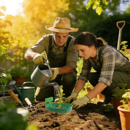 36 Pcs Planting Grow Rings Adjustable Plant Support Rings ，Interlocking Garden Plant Ring,Included 30pcs Plant Labels,Spliceable Green Garden Rings for Plant Support and Soil Moisture Retention
