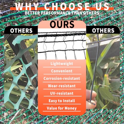 POYEE 5x100ft Garden Fence Temporary Fence, Plastic Mesh Fence Safety Fence - color: Black, size: 5x100ft