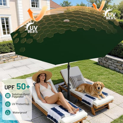 AreShark 9FT Outdoor Patio Umbrella with Tilt and Crank, Dark Green - color: Dark Green, size: 9ft
