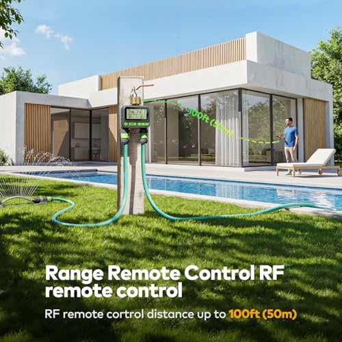 Remote Control Water Timer,2 Zone Sprinkler Timer Brass Inlet for Garden Hose
