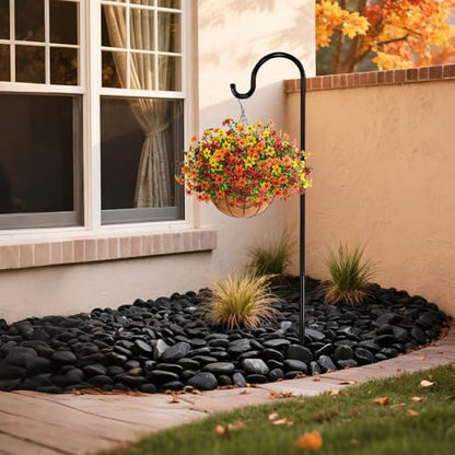 Artificial Flowers for Outdoors Faux Fall Hanging Baskets UV Resistant - color: G Orange Brown Yellow