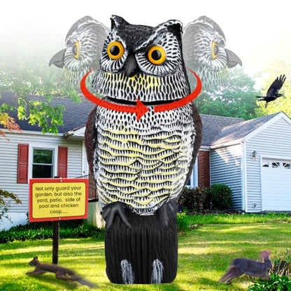 Owl Decoys to Scare Birds Away, Waterproof Owl Statue for Garden - size: Large