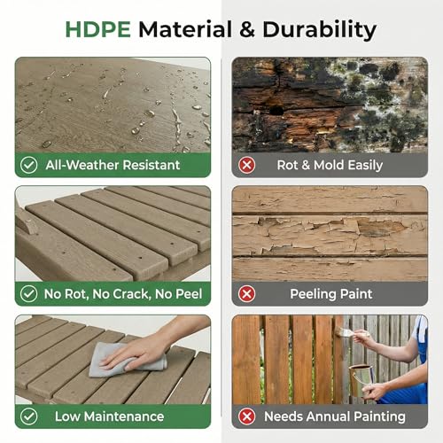 Outdoor Potting Bench with 3 Tier, All-Weather Patio Potting Table with Tool Hooks, HDPE Gardening Table for Backyard, Garden, Brown - color: Brown
