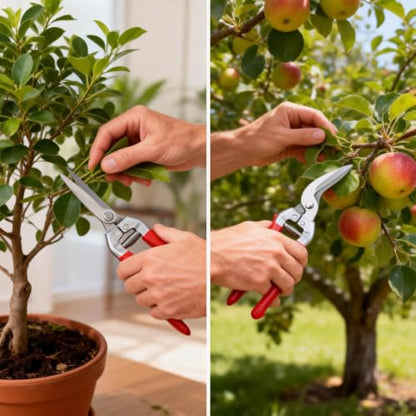 2 Pcs Garden Pruning Shears, Multifunctional Garden Scissors Set, 8" Stainless Steel Straight&Angled Pruning Floral Shears, Garden Shears for Cutting Flowers, Trimming Plants, Picking Fruits