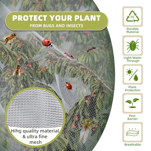 Bird Netting for Garden Protection, CANAGROW 4 Pack Garden Plant Mesh Covers Bags with Drawstring, Insect Bird Barrier Bug Netting for Fruit Blueberry Bushes Vegetable Flower (3.3x4.9FT) - size: 3.3'x4.9'- 4 Pack