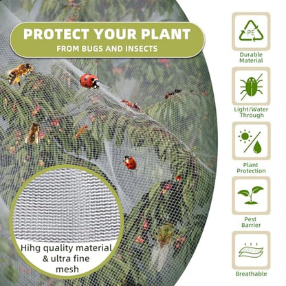 Bird Netting for Garden Protection, CANAGROW 4 Pack Garden Plant Mesh Covers Bags with Drawstring, Insect Bird Barrier Bug Netting for Fruit Blueberry Bushes Vegetable Flower (3.3x4.9FT) - size: 3.3'x4.9'- 4 Pack