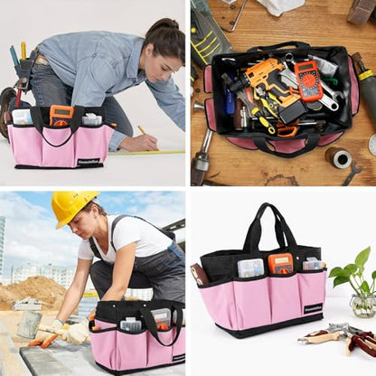 Housolution 14 Inch Gardening Tote Bag, Garden Tool Storage Bag, Pink - color: Pink, size: 14 Inch