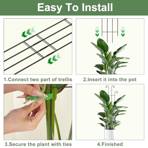 32.6in Tall Plant Trellis Indoor, Metal Garden Trellis for Climbing Plants, Expandable Trellis for Potted Plants for Ivy Pothos Hoya Monstera, 4 Pack - size: 32.6in/4p
