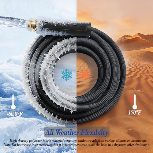 Flexible Garden Hose 50 FT,Non-Expanding Lightweight Water Hose, Kink-Free & Burst-Resistant up to 1000PSI, Durable All-Weather Hose for Yard, Lawn, Car Wash & Commercial Use