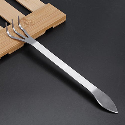Stainless Steel Bonsai Rake, 3-Prong Loosen Soil Hand Tool, 9.45 inch