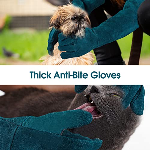 AOWPFVV Animal Handling Gloves Bite Proof for Dogs,Cats, 23.6in Medium - color: A-dark Green Size Medium(23.6in)