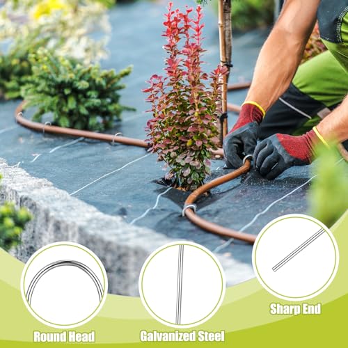 Pelopy 100 Pcs 5/8" Irrigation Drip Tubing Stakes 5 in J-Shaped Landscape Staples Garden Drip Line Stakes Soaker Hose Pins for Lawn Plant Yard Fence Ground Drips Systems, Sliver - size: Hold up to 5/8" Drip Tubing