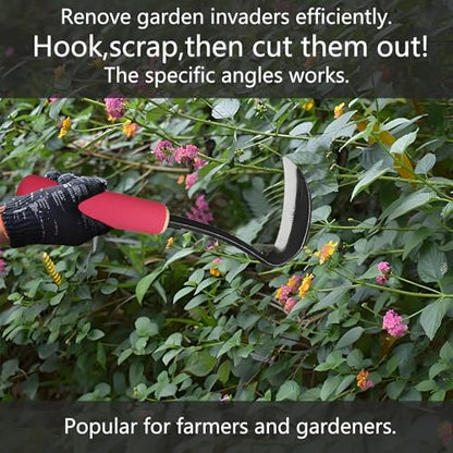 Japanese Gardening Sickle Tool,Hand Hoe,Weeding Sickle Hoe,Weed Remover Tool,Very Sharp Blade,with Soft Sleeve Handle,Weed Puller Tool for Cultivating and Planting,Quick Work