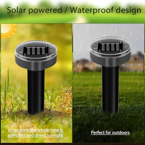 Mole Repellent Solar Powered 10 Pack Snake Repellent Ultrasonic, Groundhog Repeller,Gopher Repeller Sonic Mole Deterrent Spikes, Snake Gopher Mole Vole Repellent Outdoor for Lawn Garden & Yard - color: Black