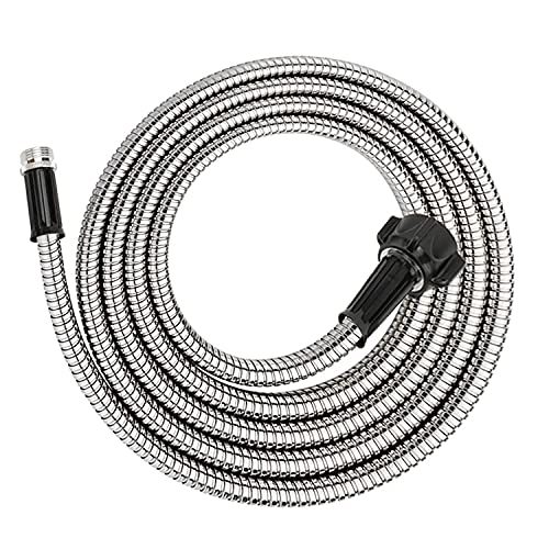 Yanwoo 304 Stainless Steel 10 Feet Short Garden Hose with Female to Male Connector, Water Hose, Metal Hose, Outdoor Hose (10ft) - size: 10ft