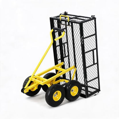 Steel Garden Dump Cart, 900LBS Garden Wagon with Removable Sides - color: Black
