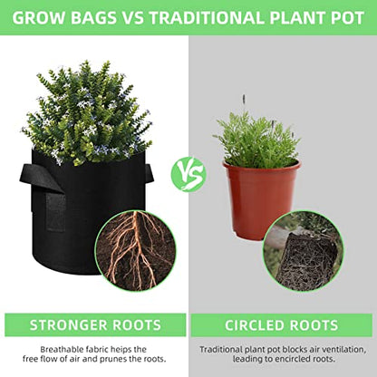 10 Gallon Garden Grow Bags, 30 Pack 10 Gal Planter Bags Fabric Pot Bags, Nonwoven Grow Bags Heavy Duty Aeration Pots with Handles, Garden Fabric Planters for Vegetables Flowers (Black) - color: Black-30 Pack