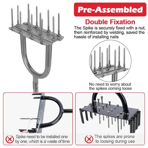 Lawn Aerator Tool, 43.3" Pre-Assembled Lawn Aerator with 12 3.5" Lengthened Iron Spikes, Efficient Manual Grass Spikes Aerator for Yard Aerating, Garden Tools, Easy to Use