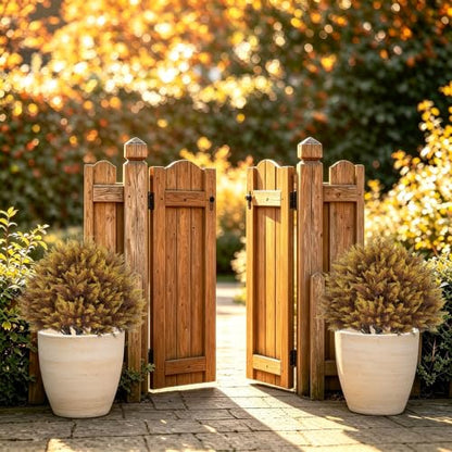 24" Fall Topiary Artificial Outdoor Plants, Faux Cedar Bushes & Shrubs - color: Golden Brown Cedar