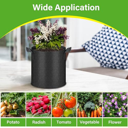 HealSmart 6-Pack 2 Gallon Grow Bags, Nonwoven Aeration Fabric Pots with Handles, Cloth Plant Pots, Suitable for Garden Fruits, Vegetables, Tomato and Flowers, Black - color: Black 6 Pack, size: 2 Gallon