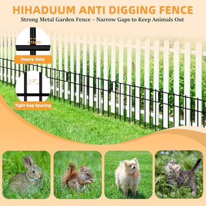 HIHADUUM 27.07ft Animal Barrier Fence - Garden Fence Animal Barrier 1.2" Gap & 3.75mm Thick Steel No Dig Fence Panels for Barrier, Dog Fence Outdoor for Yard, Garden Fencing and Garden Edging Border - size: 27.07 ft(L) X 13 in(H), 25 Pack