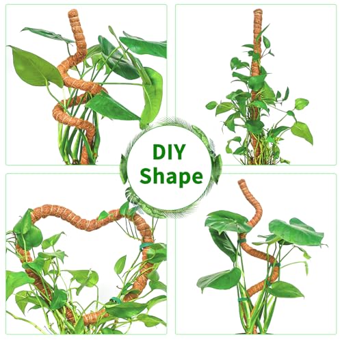2 Pack 39'' Moss Pole for Monstera, Bendable Coco Coir Plant Support Stakes - size: 2 Pack ( 39-Inch)