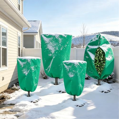 6 Pack Plant Frost Freeze Protection Covers with Zipper Drawstring, 2 Sizes