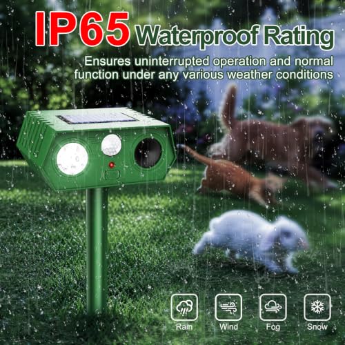 2026 Upgraded Solar Ultrasonic Animal Repeller Outdoor, Waterproof Motion Activated Repellent with Flash Light for Deer Cat Squirrel Raccoon Rabbit Dog Garden Yard-4 Pack - size: 4PCS-02