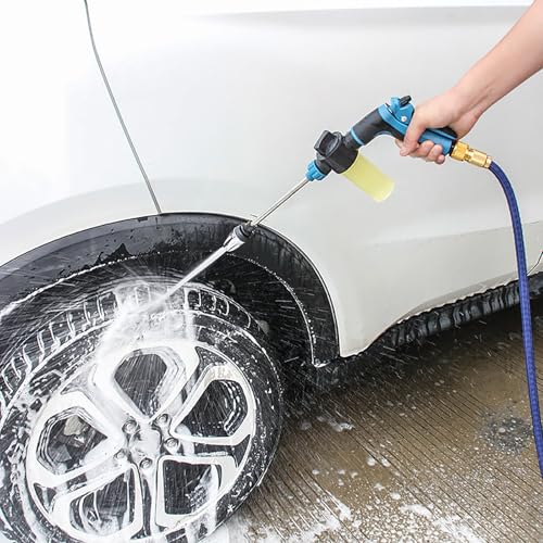 High Pressure Extension Wand Car Wash Sprinkler 360 Rotating Spray Modes Garden Hose Nozzle for Car and Garden Watering - color: Black