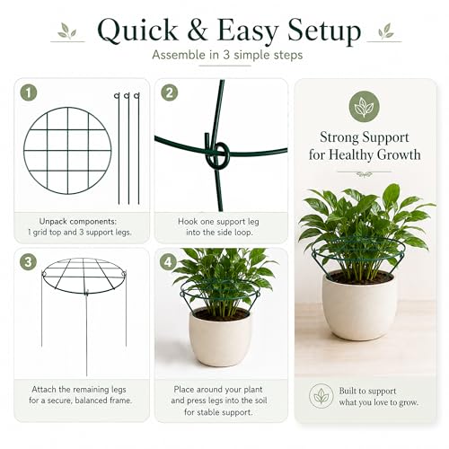 6-Pack Plant Support Stakes 11.8"x 15.7" Metal Plant Support Rings, Rustproof Peony Cages with 3-Leg Stand for Tomatoes, Roses, Orchids, Vegetables and Flowers (11.8"x 15.7") - size: 11.8"x 15.7"