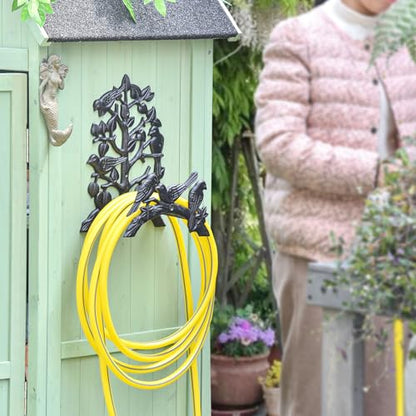 Sungmor Cast Iron Garden Hose Holder - Wall Mounted Retro Style - color: Shape C-Bird&Tree