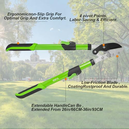26"-36" Extendable Anvil Loppers, Compound Action Branch Cutter, 2 Inch Cut - style: 36" Extendable Anvil Loppers