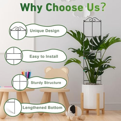 31.8'' Stackable Plant Trellis Indoor, Metal Trellis for Climbing Plants Indoor, House Plant Support with Soft Ties for Monstera Hoya Pothos, 4P - size: 31.8in/4p