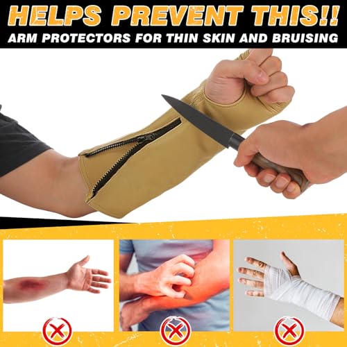 Suhine 2 Pairs Leather Arm Guards Cut Resistant Protectors for Work, Large - size: Large