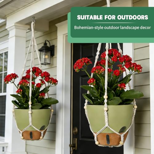 Self-Watering Hanging Planters for Indoor Plants Set 2-Piece Includes Plant Hanging Pot, Drainage-Hole Hanging Pot, and Hanging Basket Rack (10 Inches, Green) - color: Green