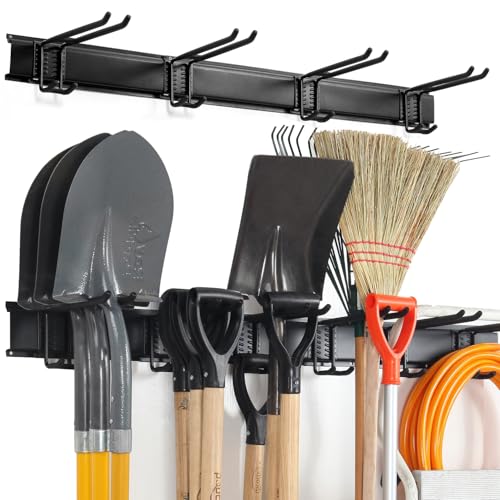Aking Ace Wall Mount Tool Storage Rack, Adjustable Garden Tool Organzier - color: Black, size: 36 Inch