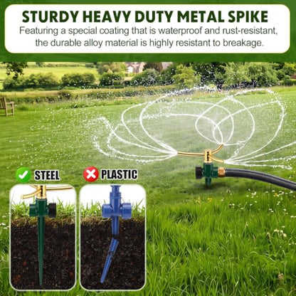 6 Pack Metal Lawn Sprinklers for Yard with Brass Nozzle & Aluminum Alloy Spike Base, Adjustable Automatic Garden Water Sprinkler System with Screen Gasket for Yard Lawn Greenhouse(Green) - color: Green