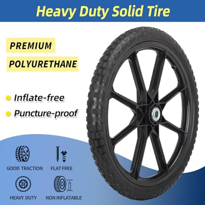 GICOOL 20'' Flat Free Wheels, Compatible with Rubbermaid Wheelbarrow Tire - size: 20'' Flat Free(Deep Tread)