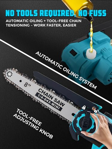 8 & 6 Inch Electric Pole Saw & Mini Chainsaw for Tree Trimming - color: Blue, size: 8&6inch